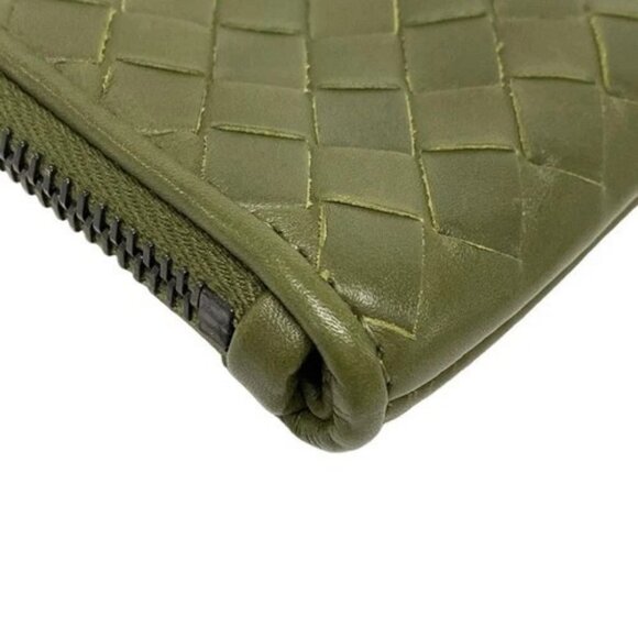 Auth BOTTEGA VENETA Intrecciato - Khaki Leather B********* Clutch Bag - Picture 6 of 16